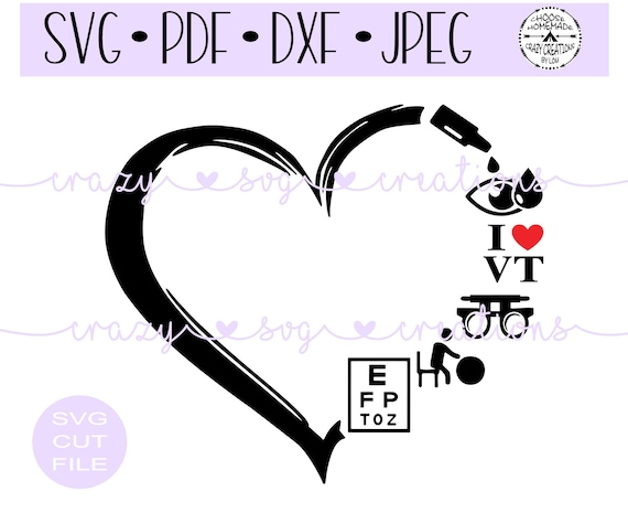 I Love Vision Therapy Half Distressed Heart SVG | Digital Cut File | HTV Cut File | Vinyl Stencil Cut File | PNG | Jpeg | Dxf | Pdf