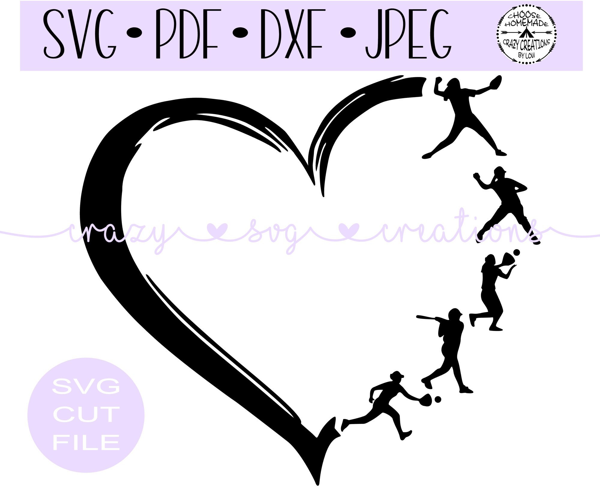 Softball Distressed Heart SVG Digital Cut File HTV Cut Etsy