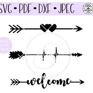 Pijl instellen harten Welkom Heartbeat SVG digitale cut-bestand voor htv-vinyl-decal-diy-plotter-vinyl cutter-craft cutter-. SVG en. DXF formaat