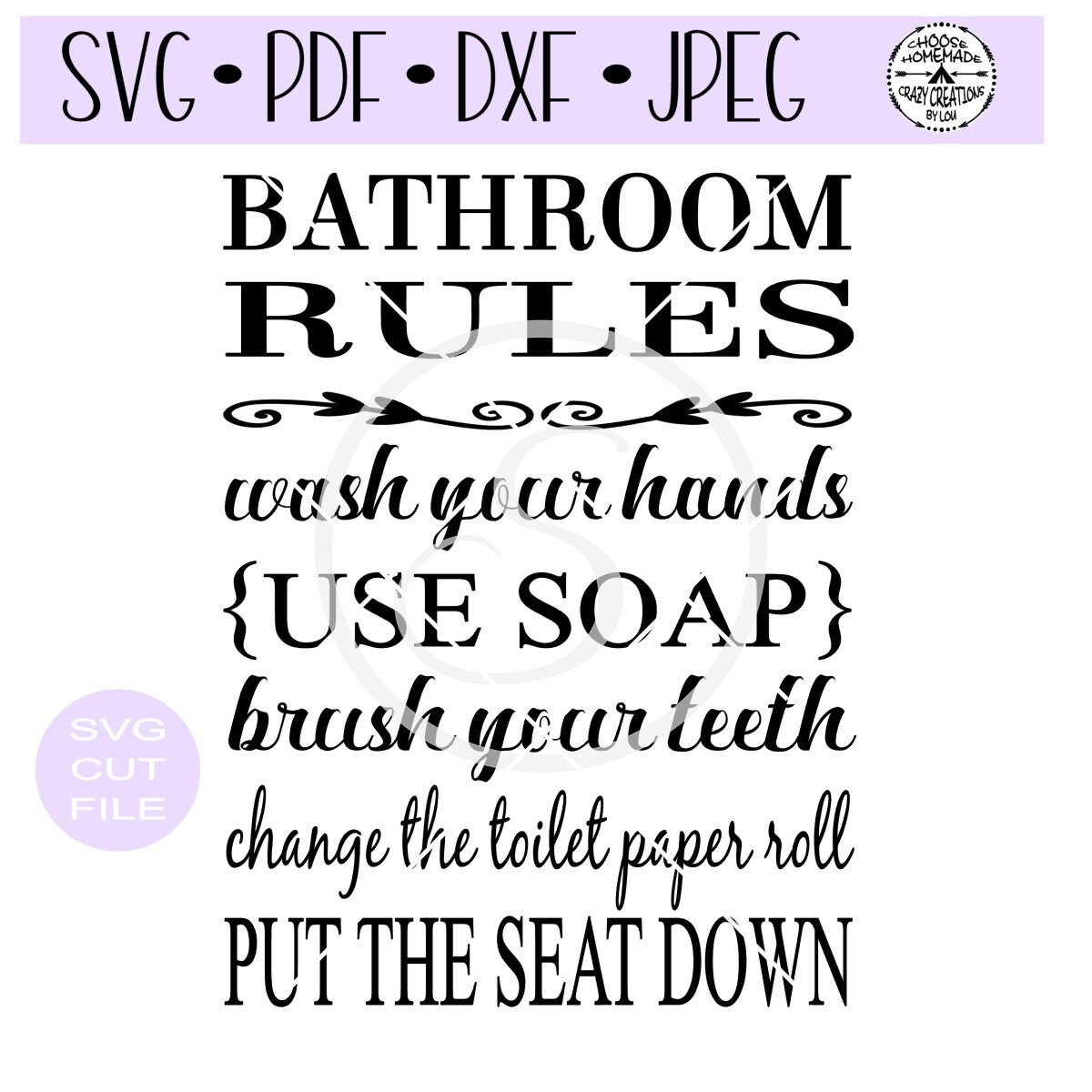 Bathroom Rules SVG Digital Cut File for Etsy
