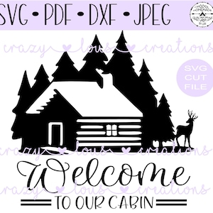 Bienvenue dans notre cabine SVG | Cabane dans les bois et Deer Digital Cut File | Fichier de coupe HTV | Fichier de découpe au pochoir en vinyle | PNG | Jpeg | Dxf | PDF