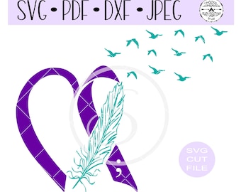 Suicide Loss Awareness Heart Ribbon  Semi Colon SVG digital cut file for htv-vinyl-diy-viny cutter- SVG - DXF & Jpeg formats.