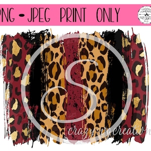 Maroon Black Gold Leopard Brush Stroke Background Sublimation PNG | Jpeg Print