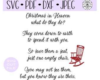 Christmas In Heaven Chair - Red Chair - SVG digital cut file for htv-vinyl-decal-diy-plotter-vinyl cutter- SVG - DXF - Pdf & Jpeg formats.