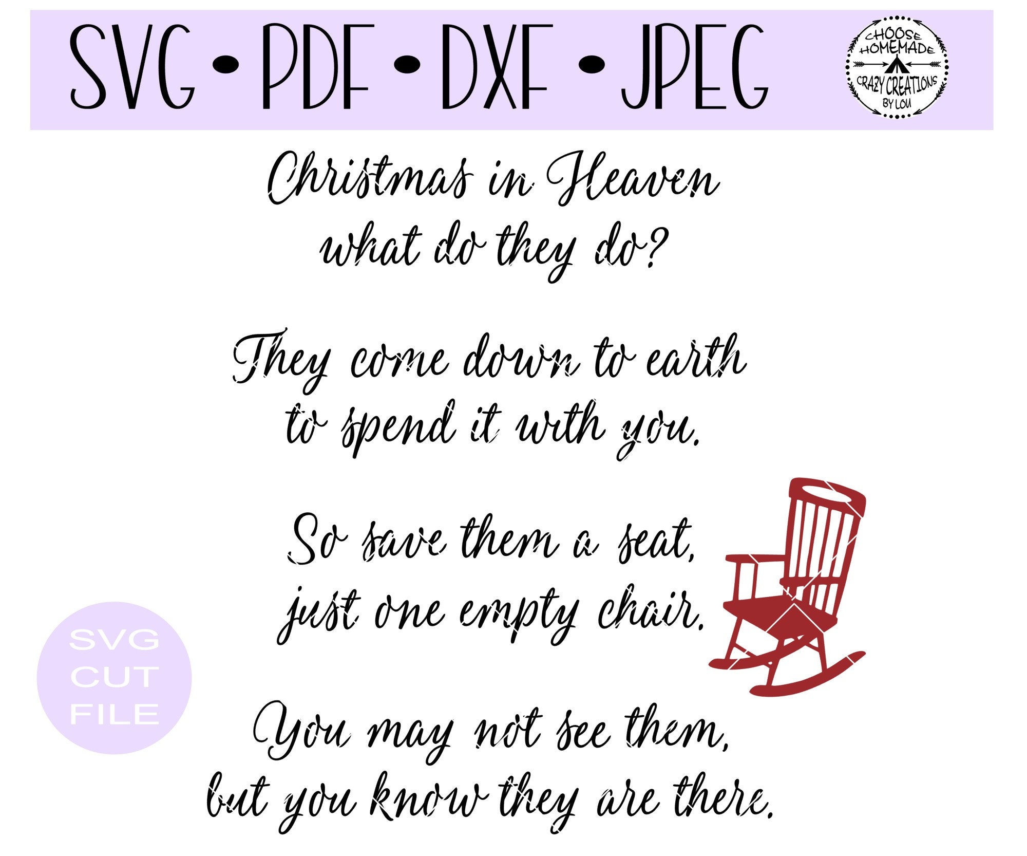Christmas in Heaven Chair - Red Chair - SVG Digital Cut File for Htv ...