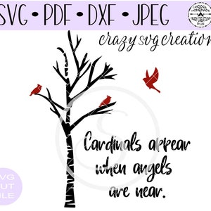 天使が近くにいるとカーディナルが現れる SVG | メモリ ファイル | デジタル カット ファイル | HTV カット ファイル | ビニール ステンシル カット ファイル | PNG | Jpeg | Dxf | Pdf