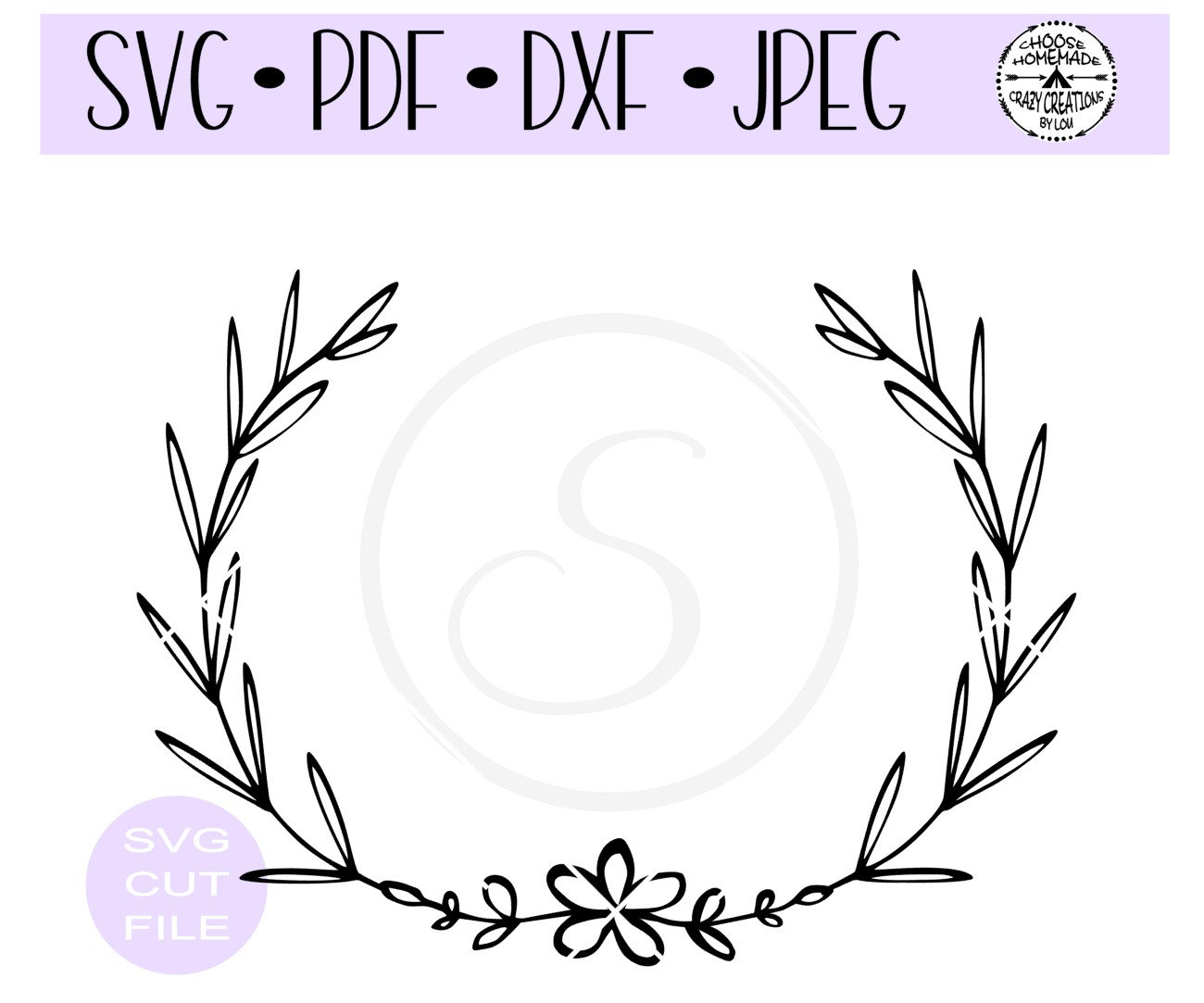 Download Floral Leaf Wreath SVG digital cut file for | Etsy