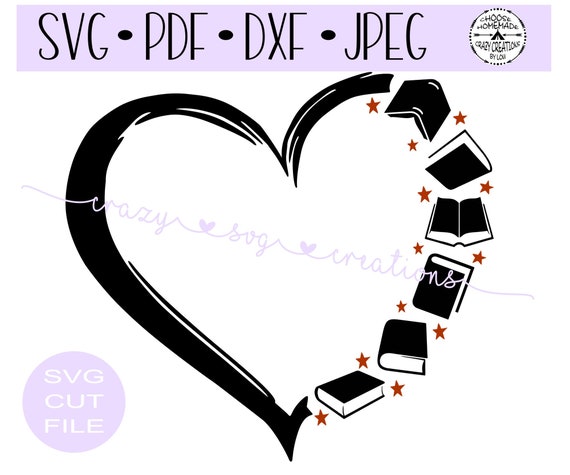 Books Distressed Heart SVG | Teacher Heart Digital Cut File | HTV Cut File | Vinyl Stencil Cut File | PNG | Jpeg | Dxf | Pdf