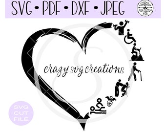Physical Therapy Distressed Heart SVG  | Digital Cut File | HTV Cut File | Vinyl Stencil Cut File | PNG | Jpeg | Dxf | Pdf