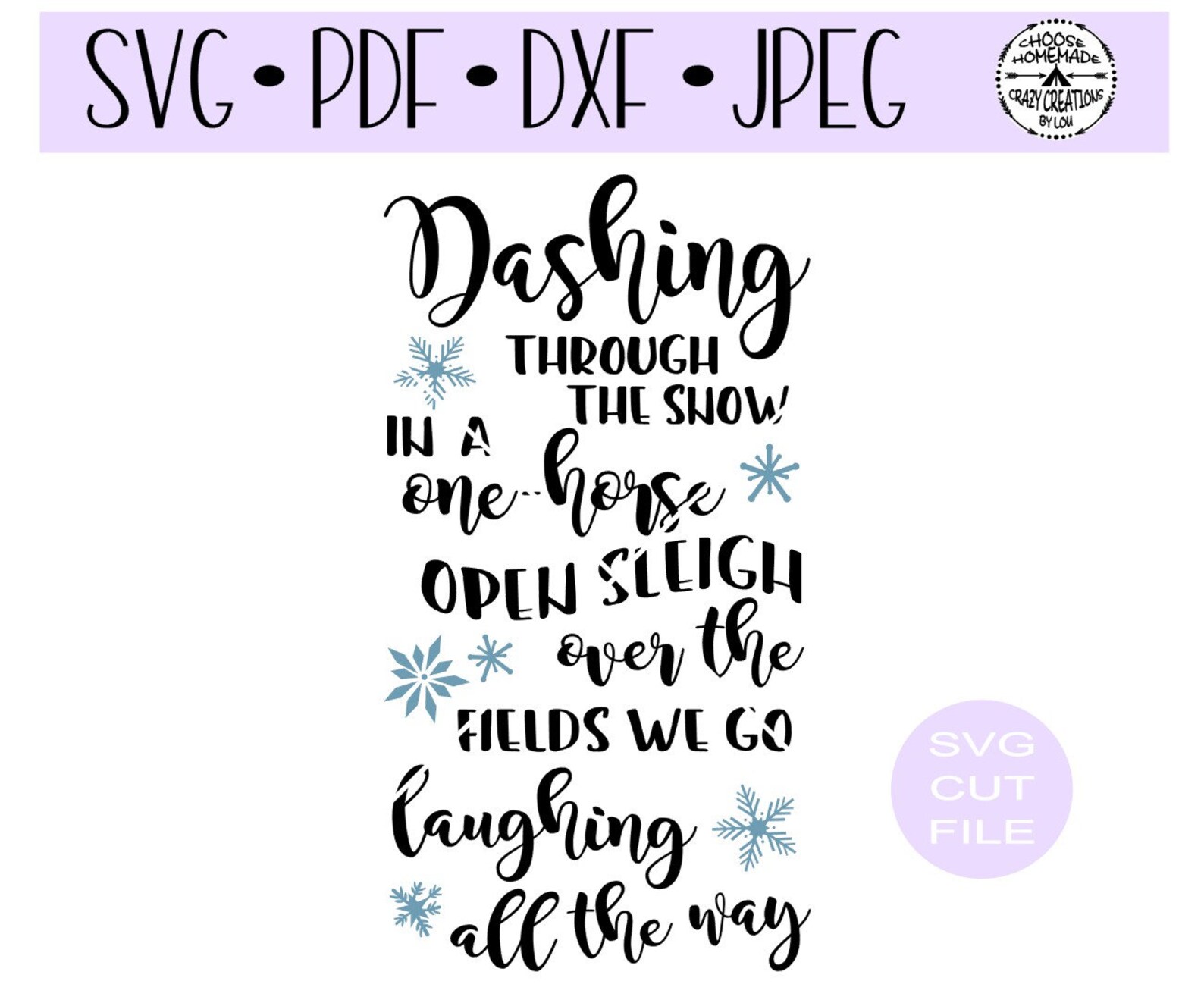 Dashing Through the Snow Digital Cut File for - Etsy