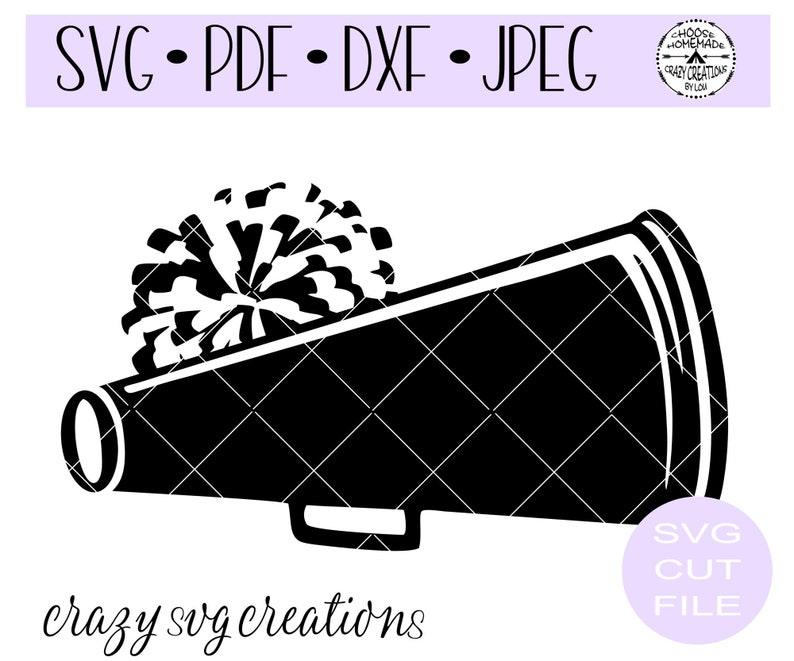 Cheer Megaphone With Pom Pom SVG Digital Cut File HTV Cut Etsy