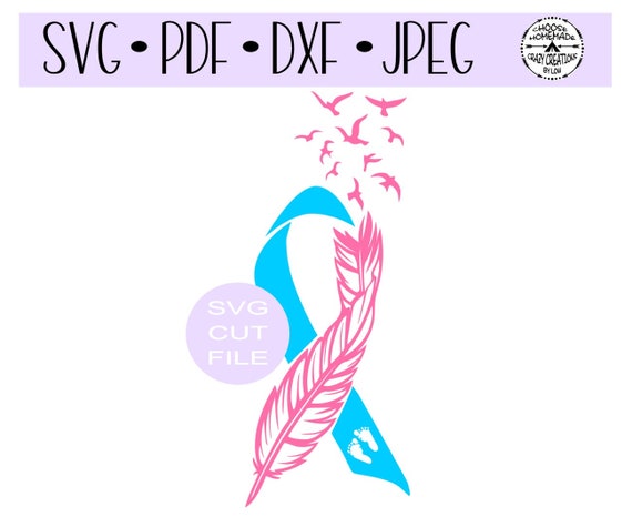 Download Miscarriage Infant Awareness Ribbon Feather with Birds SVG ...