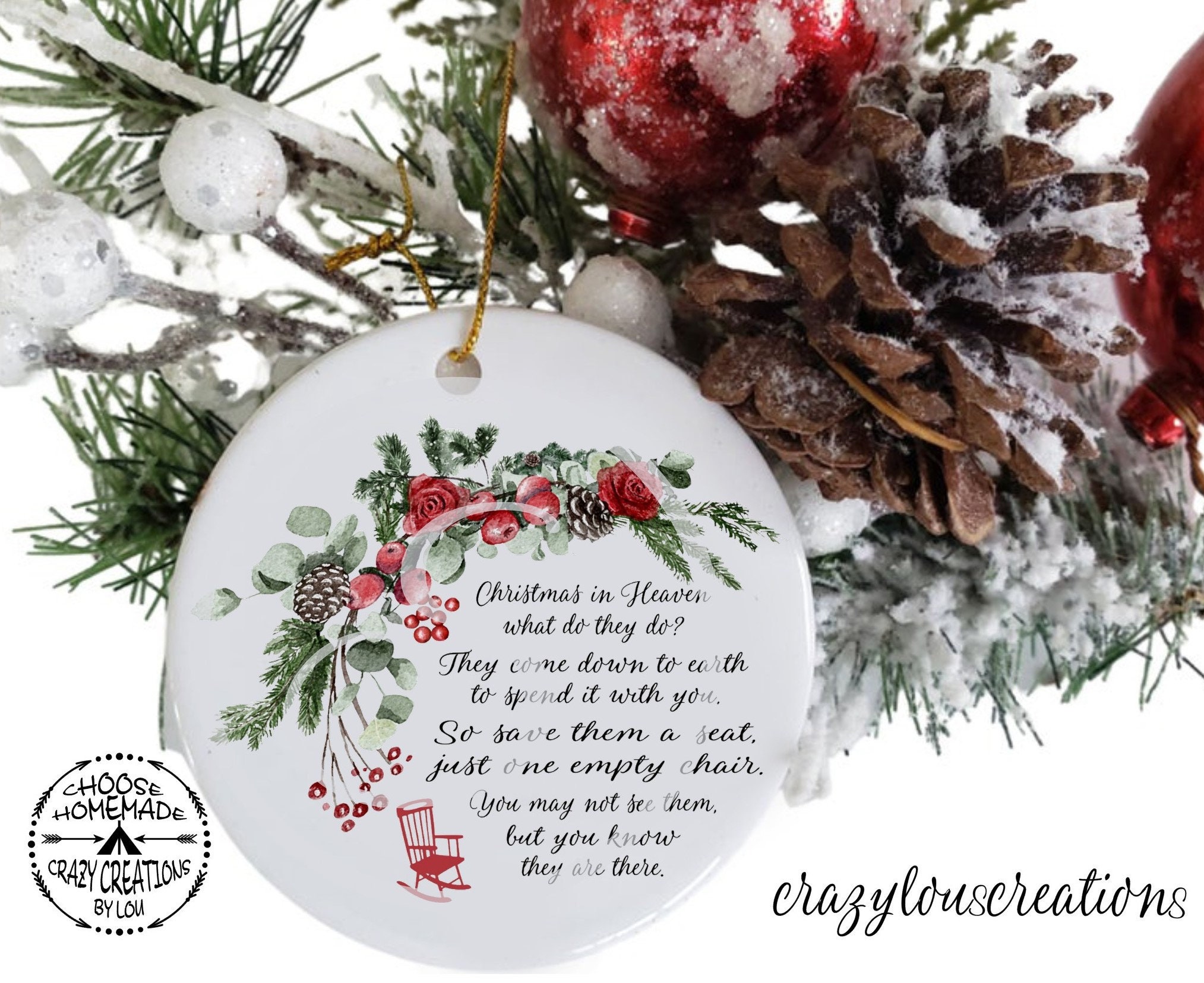 Christmas in Heaven Wreath Little Red Chair Sublimation File - Etsy