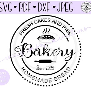 Piekarnia Świeże ciasta i placki Domowy chleb cyfrowy plik do cięcia dla htv-vinyl-decal-diy-vinyl cutter-craft cutter-.SVG -.DXF i format JPEG