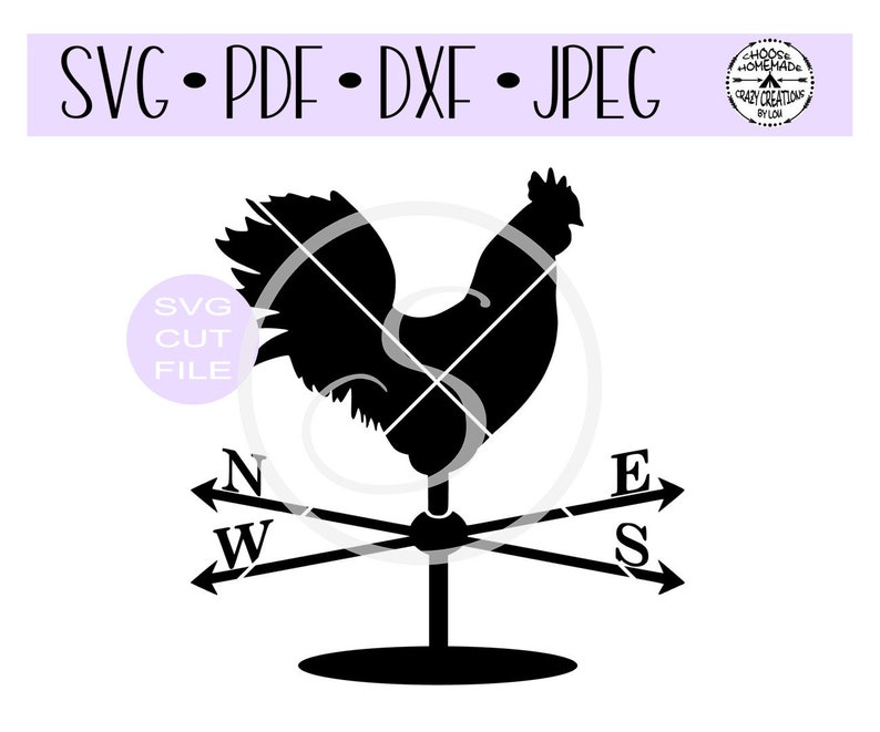 Rooster Weather Vane SVG Digital Cut File for Etsy