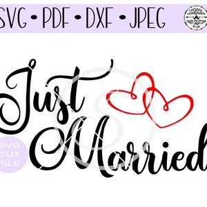 Just verheiratet Hochzeit Paar SVG digitale geschnitten E-Hand für htv-Vinyl-Aufkleber-diy-Plotter-Vinyl-Cutter-Handwerk Cutter-SVG - DXF & Jpeg Formate.