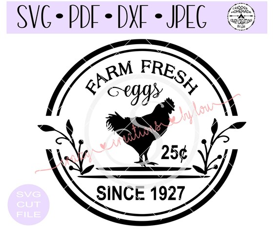 Farm Fresh Eggs Chicken Circle Wreath SVG | Digital Cut File | HTV Cut File | Vinyl Stencil Cut File | PNG | Jpeg | Dxf | Pdf