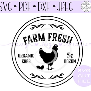 Boerderij Verse Biologische Eieren Te Koop SVG | Farm Fresh Milk Free Bonus File | HTV Cut Bestand | Vinyl Stencil Cut Bestand | PNG-| Jpeg | Dxf | Pdf