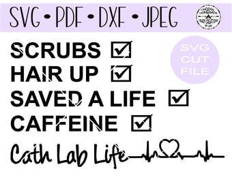 Cath Lab Life Heartbeat digital cut file for htv-vinyl-decal-diy-plotter-vinyl cutter-craft cutter-.SVG -.DXF  & JPEG format