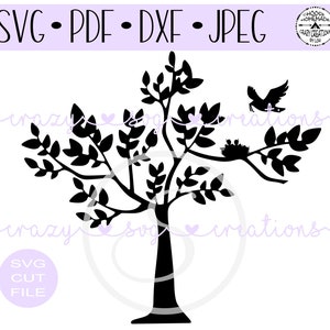 Feeding Birds Tree Silhouette SVG / Digital Cut File / HTV Cut File / Vinyl Decal Cut File / Vinyl Stencil Cut File / PNG / Jpeg / Dxf / Pdf