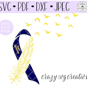 Down Syndrome Awareness Ribbon SVG | Digital Cut File | HTV Cut File  | Vinyl Stencil Cut File | PNG | Jpeg | Dxf | Pdf