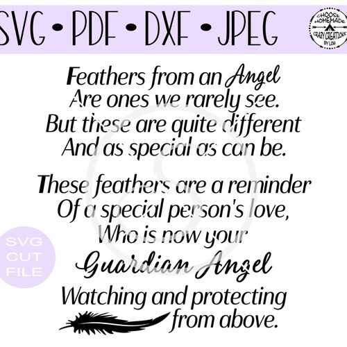 Feathers From an Angel Poem SVG Digital Cut File for - Etsy UK