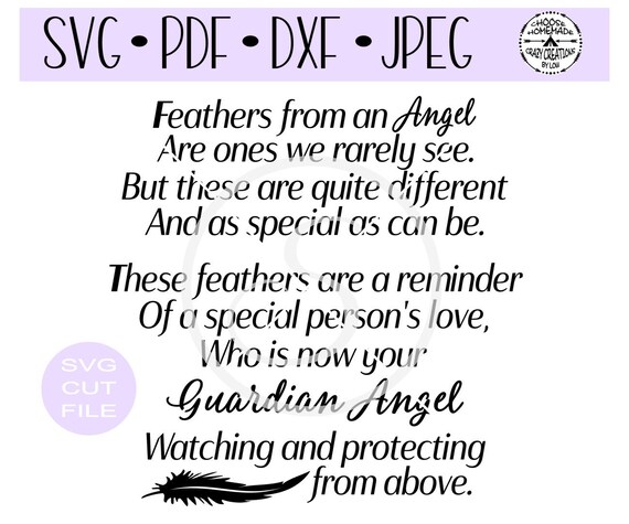 Feathers From An Angel Poem Svg Digital Cut File For Etsy