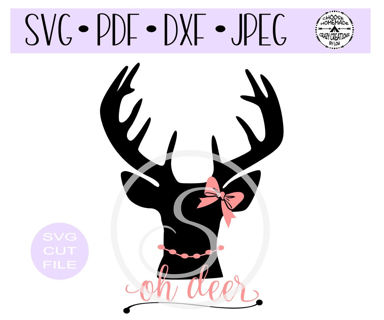Download Oh Deer Girls Onesie Deer Head SVG digital cut file for | Etsy
