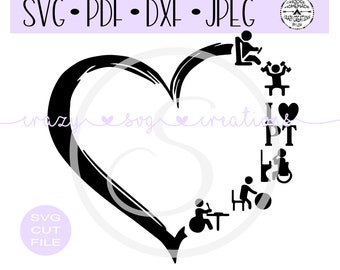 Physical Therapy Distressed Heart 2 SVG  | Digital Cut File | HTV Cut File | Vinyl Stencil Cut File | PNG | Jpeg | Dxf | Pdf