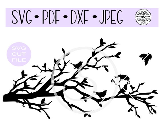 Download Free Tree Branches With Birds Silhouette Svg Digital Cut File For Etsy SVG Cut Files
