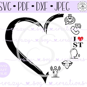 Logopedie Distressed Heart SVG | Logopedist | Digitale cut file | HTV Cut Bestand | Vinyl Stencil Cut Bestand | PNG-| Jpeg-| Dxf | Pdf