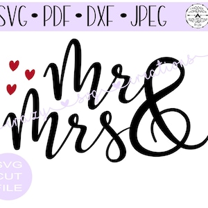 Mr & Mrs SVG | Wedding | Mr And Mrs | Digital Cut File | HTV Cut File | | Vinyl Stencil Cut File | PNG | Jpeg | Dxf | Pdf