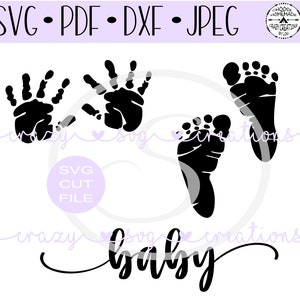 Baby&#39;s Handprints | Baby&#39;s Footprints SVG | Digital Cut File | HTV Cut File | Vinyl Stencil Cut File | PNG | Jpeg | Dxf | Pdf
