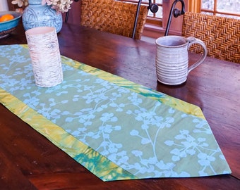 Handmade Table Runner-Chartreuse Decor-Apple Green Table Runner-Boho Decor-Tableware-Kitchen Decor-Eco-Friendly-Party Decoration-Amy Butler