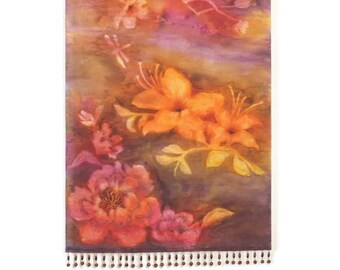 Flower Tapestry-Coral Pink Wall Art-Living Room Art-Orange Art-Flower Nursery Decor-Textile Wall Hanging-Bohemian Wall Decor-Shabby Chic Art