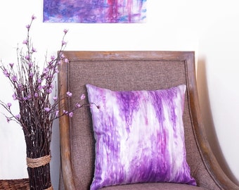 Purple Pillow Covers-Lavender Decor-Gray Throw Pillows-Hand Dyed Pillow-Shabby Chic Pillows-Gift for Her-Boho Chic Decor-Spring Decor-Fiber