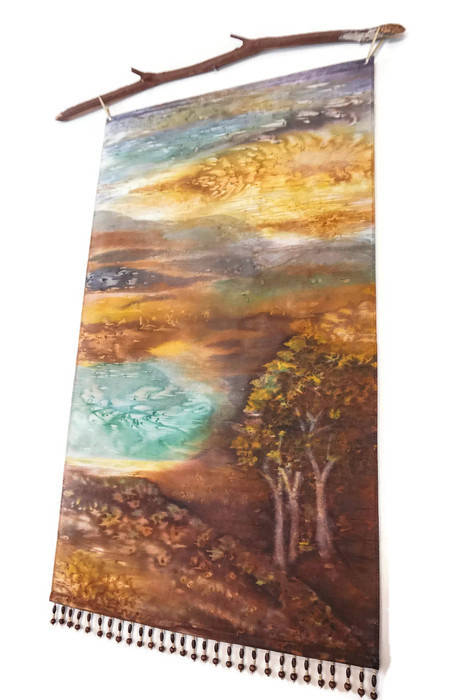 Southwestern Decor Watercolor Silk Tapestry Desert