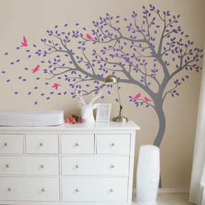 Large Tree Wall Decal Huge Tree wall decal Wall Mural Stickers Nursery Tree and Birds Wall Art Tattoo Nature Wall Decals Decor - 098