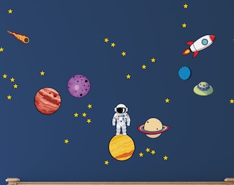 Cosmic Space Journey Wall Stickers - Astronauts, Planets, and More - Removable Wall Stickers for Kids' Room - CP010