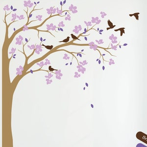 Large Corner Tree Wall Decal Sticker With Big Blossoms, Leaves and ...