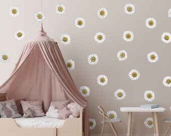 Whimsical Daisy Wall Decals - Spruce Up Your Home with 36 Delightful Floral Prints, Choose Vinyl or Fabric, Sizes - Small to Large CP024
