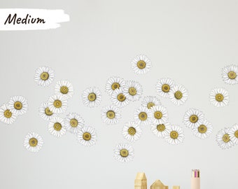 Daisy Wall Decals in Vinyl or Fabric, Decorate Your Space with 36 Daisies Stickers, Create Floral Haven, 3 Sizes: Small, Medium, Large CP024