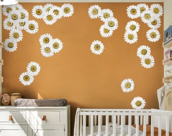 36 Daisy Flower Decal Stickers for Enchanting Walls - Blossoming Beauty - Available in Vinyl or Fabric, 3 Sizes - Small to Large CP024