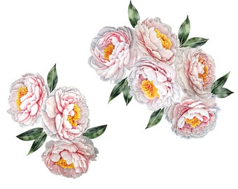 Captivating Pink Peony Flower Decals for Walls - Watercolor Style, Vinyl and Fabric Options, Multiple Sizes - CP020