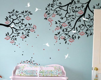 Nursery branches wall decal vinyl wall sticker two piece branch wall mural 049