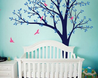 Adesivo de parede Árvore com Pássaros – Mural de Arte para Quarto Infantil