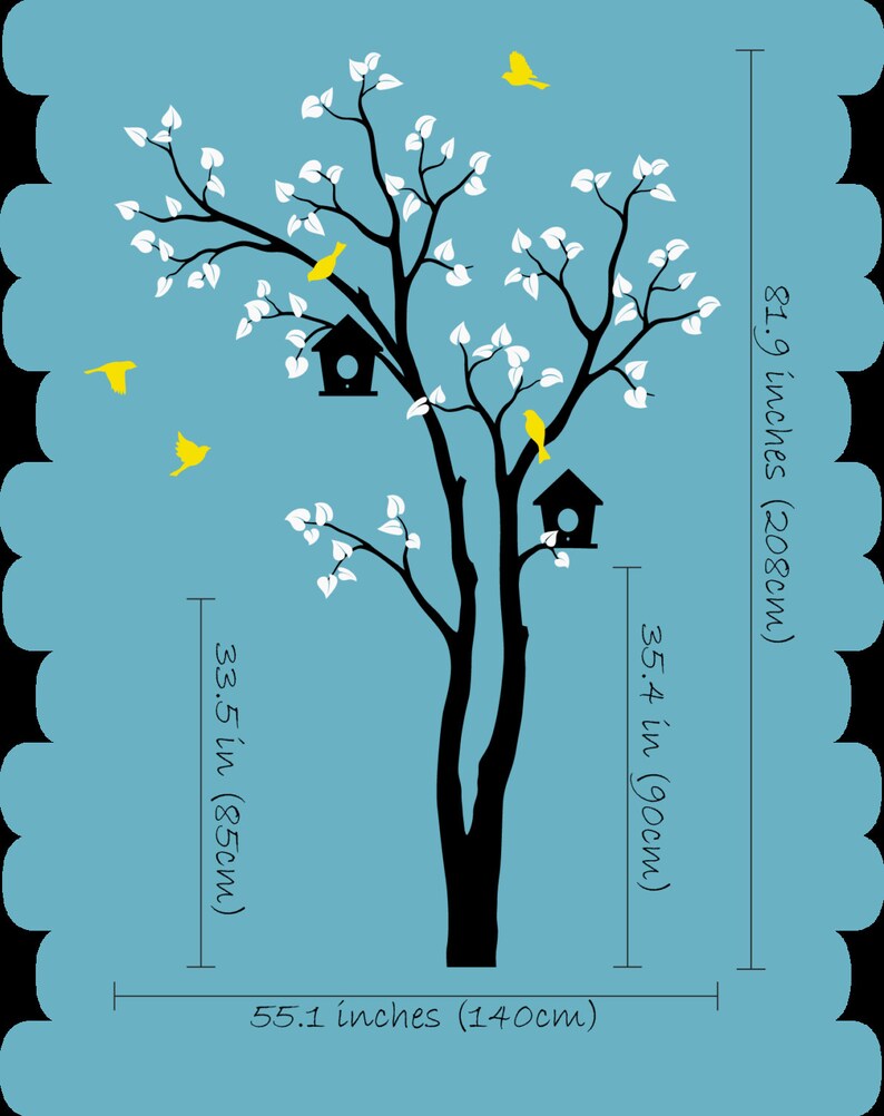 Tree Wall Decals Birdhouse and Flying Birds Wall Sticker Etsy
