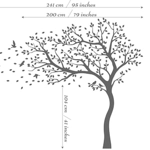 Tree wall decal huge tree wall stickers nursery wall decor wall mural kids room wall decoration with cute birds and leaves 098 image 2