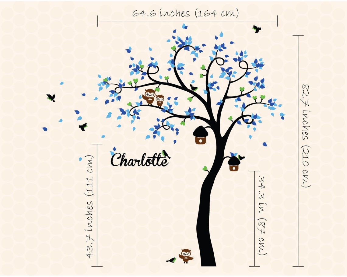 Large Tree Wall Decal With Personalized Name Wall Decal With Etsy UK