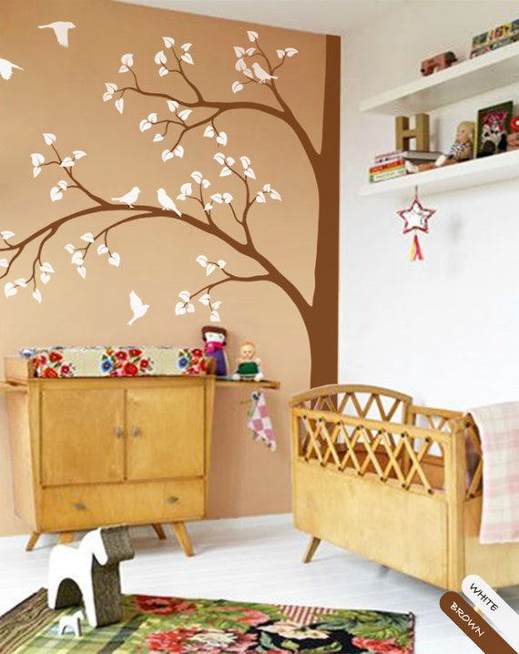 corner tree wall decal huge tree wall decals mural stickers | etsy